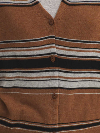 Three-tone Striped Fine-gauge Cardigan