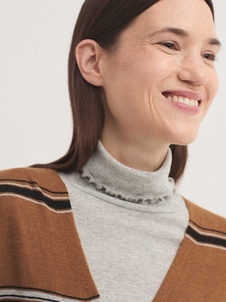 Three-tone Striped Fine-gauge Cardigan