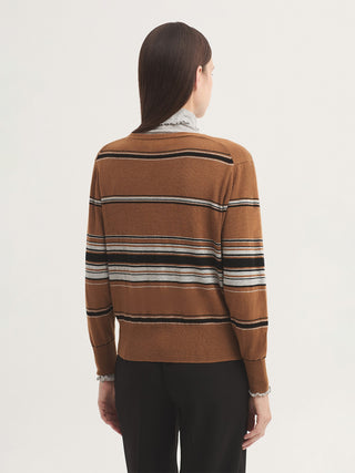 Three-tone Striped Fine-gauge Cardigan