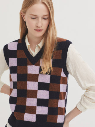 Checked Lambswool Vest