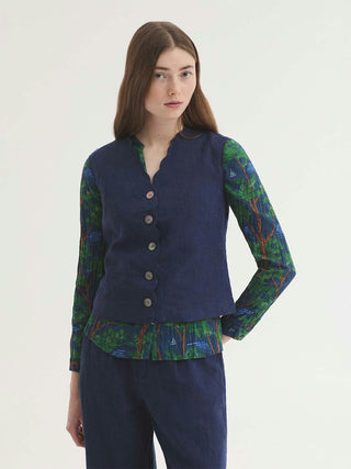 Scalloped Linen Waistcoat