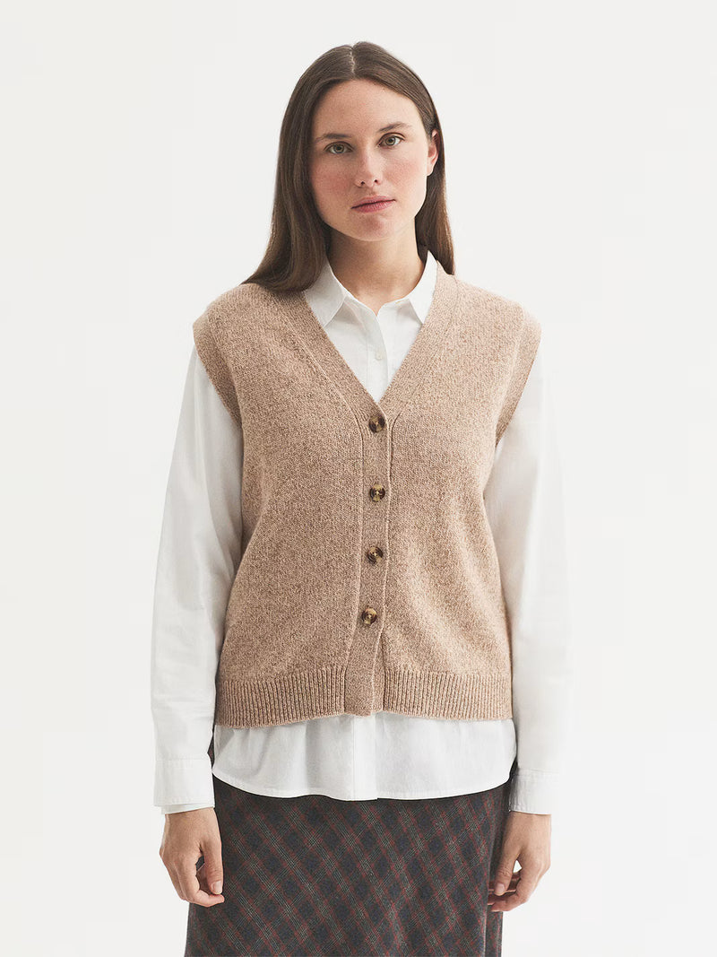 Button Front V Neck Vest
