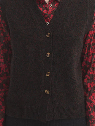 Button Front V Neck Vest