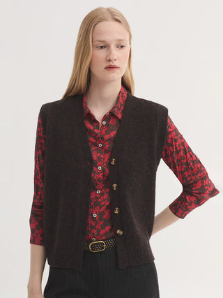 Button Front V Neck Vest