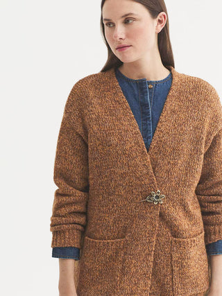 Open Front Mottled Wool Cardigan