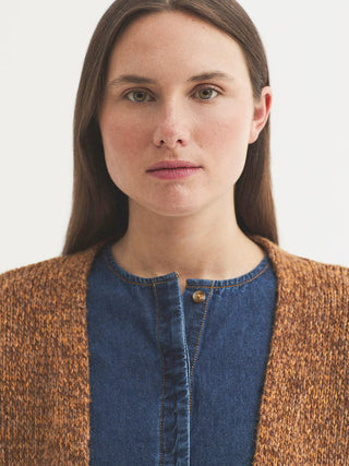 Open Front Mottled Wool Cardigan
