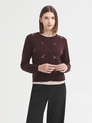 Cardigan With Embroidered Flowers