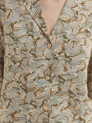 Aegean Sea Print Lapel Jacket