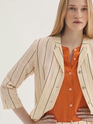 Striped Overdyed Tencel Jacket