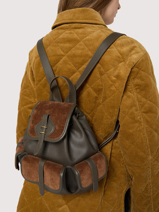 Coccinelle Mavery Pocket Waxed Corduroy Backpack