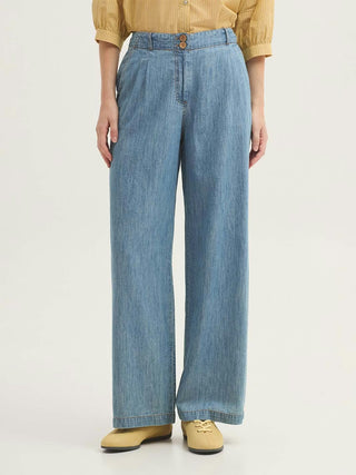 Darted Denim and Tencel Trousers