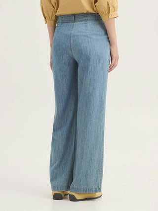 Darted Denim and Tencel Trousers