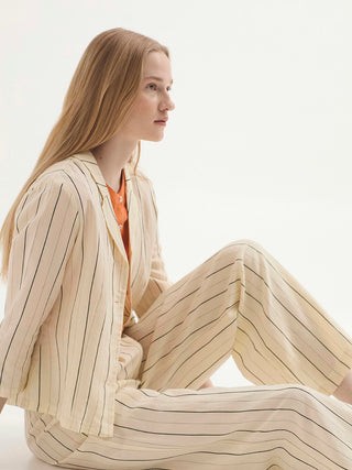 Striped Trousers in Overdyed Tencel