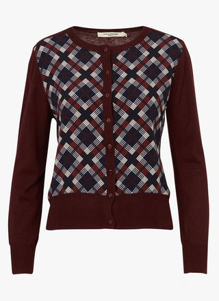 Combined Woven Knit Cardigan with Chekere