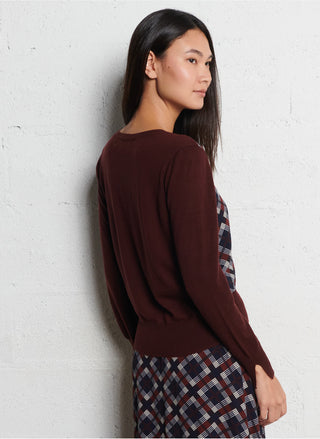 Combined Woven Knit Cardigan with Chekere