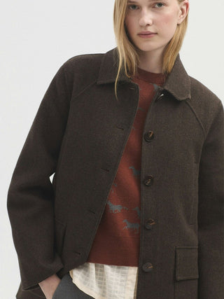 Checked Jacket With Removable Sheep Collar - LNKM StoreNice Things Paloma SCoat