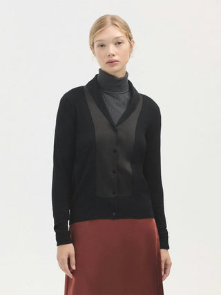 Lapel Cardigan With Fabric Tone Detail - LNKM StoreNice Things Paloma SCardigan