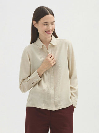 Melange Shirt With Pleats And Embroidery - LNKM StoreNice Things Paloma SShirt