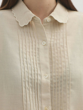 Melange Shirt With Pleats And Embroidery - LNKM StoreNice Things Paloma SShirt