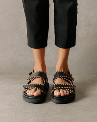 Barrel Black Tan Sandals - LNKM StoreAlohasShoes
