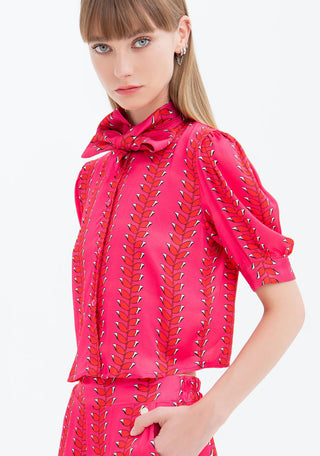 Blouse Cropped Made In Viscose With Geometric Pattern - LNKM StoreFracominaShirt