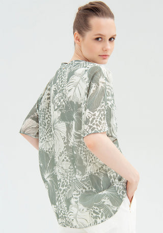 Blouse Over Fit Made In Viscose With Flowery Pattern - LNKM StoreFracominaBlouse