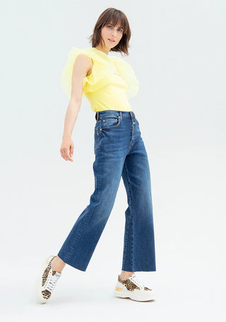 Culotte Jeans Wide Fit Made In Denim With Middle Wash - LNKM StoreFracominaPant