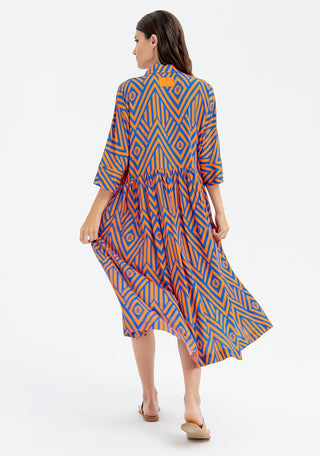 Dress A-Shape Middle Length With Geometric Pattern - LNKM StoreFracominaDress