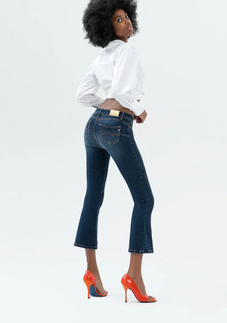 Jeans Bella Flare Cropped Made With A Sophisticated Stretch Denim - LNKM StoreFracominaPants