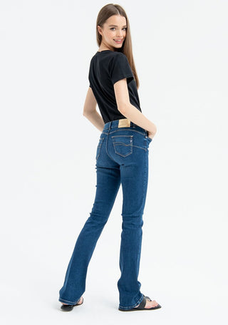 Jeans Bootcut Fit With Push-Up Effect Made In Denim With Dark Wash - LNKM StoreFracominaPants