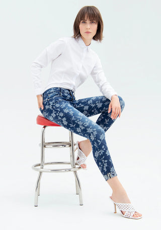 Jeans Skinny Fit Made In Denim With Push-Up Effect And Flowery Pattern - LNKM StoreFracominaPant