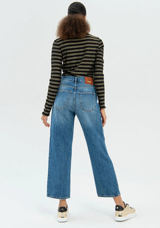 Jeans Wide Leg Cropped Made In Denim With Middle Wash - LNKM StoreFracominaPants