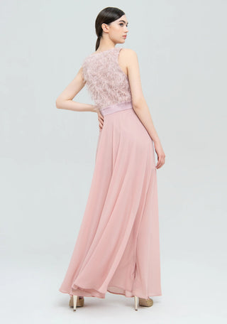Long Dress Slim Fit Made In Mixed Fabrics - LNKM StoreFracominaDress
