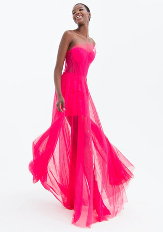 Long Sleeveless Dress Made In Tulle - LNKM StoreFracominaDress