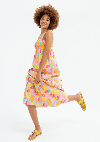 Long Sleeveless Dress With Flowery Pattern - LNKM StoreFracominaDress