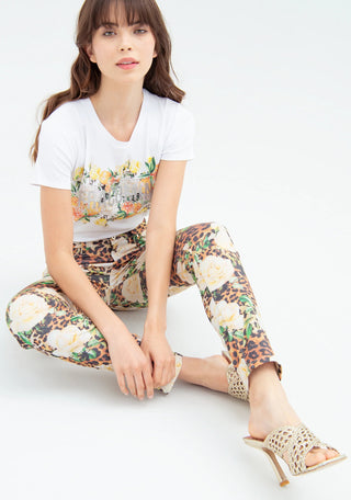 Pant Skinny Fit With Flowery And Animalier Multicolor Pattern - LNKM StoreFracominaPant