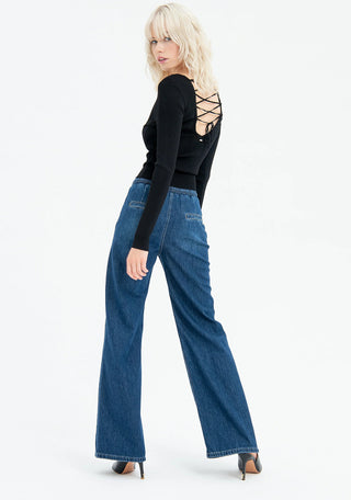 Pant Wide Fit Made In Denim With Middle Wash - LNKM StoreFracominaPants