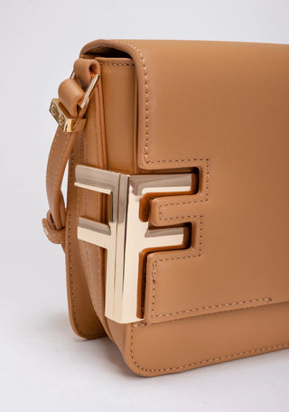 Shoulder Bag Made In Eco-Leather With Maxi Gold Logo - LNKM StoreFracominaBag