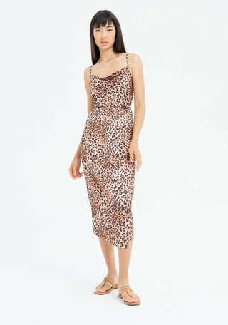 Sleeveless Dress Middle Length Made In Satin With Animalier Pattern - LNKM StoreFracominaDress